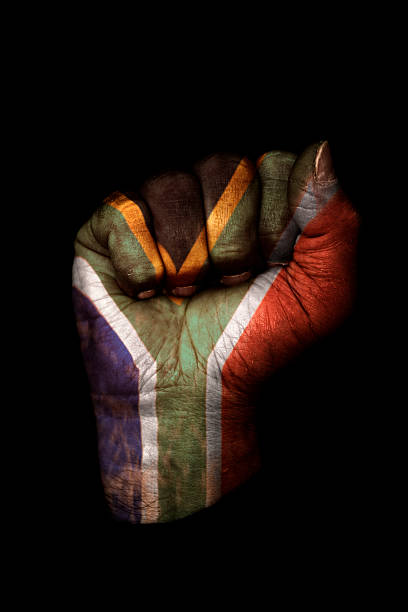 image of a clenched fist with the flag of south africa painted on it.